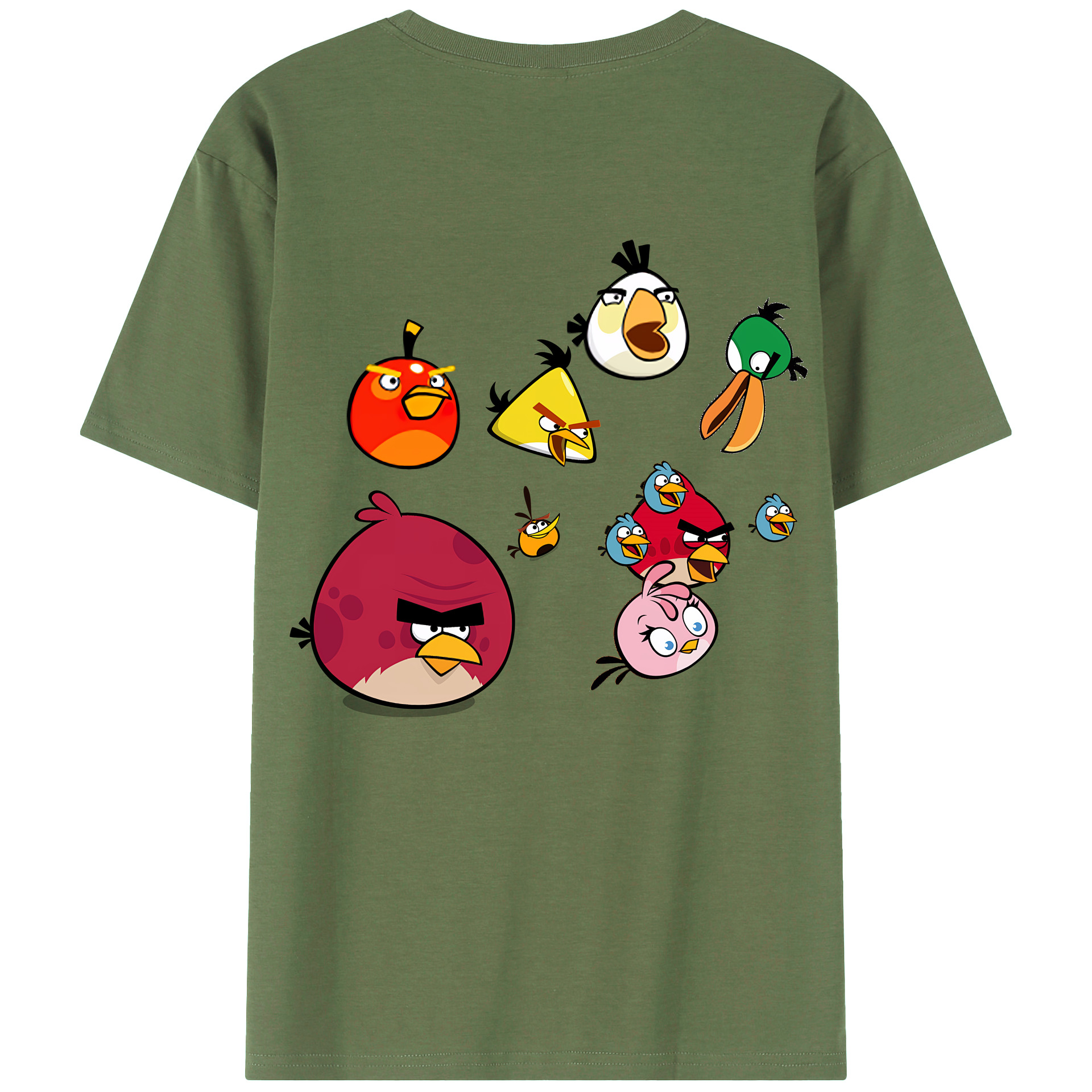 （画像用） Angry Birds アングリーバード 綿100％ メンズ半袖Tシャツ（バックプリント） 通気性